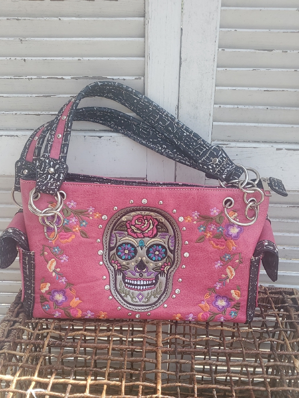 new! Consealed Carry sugar skull purse Pink D